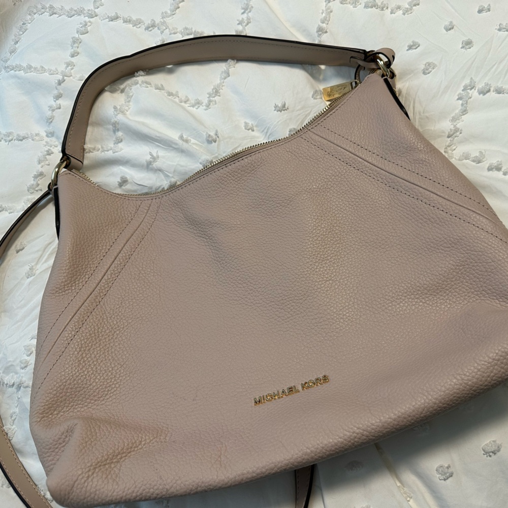 Michael Kors Pebbled Leather Hobo Bag in Taupe (almost a pastel pink)